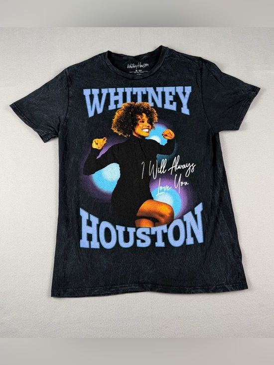 Whitney Houston Other - Whitney Houston Black Graphic Short Sleeve Tee - Icon Portrait